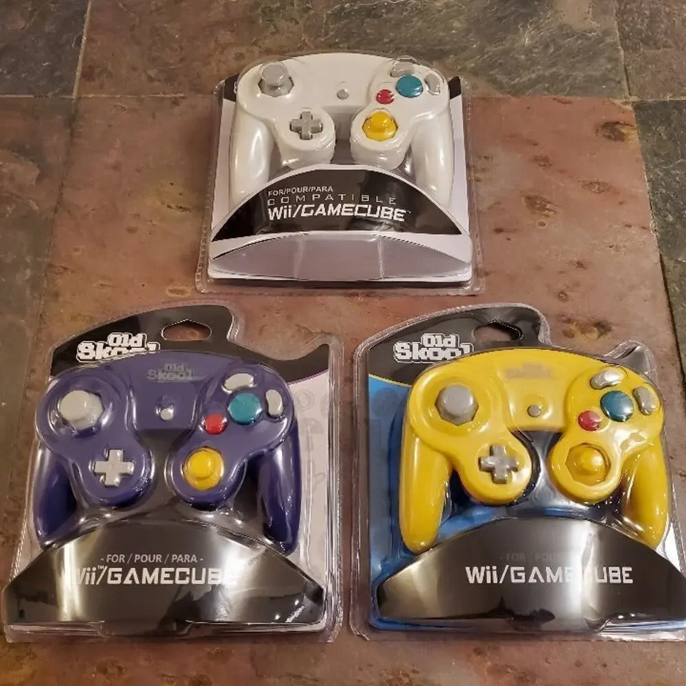 3 Gamecube Controllers - 3 Colors Bundle (NEW) - Purple Yellow White - Nintendo